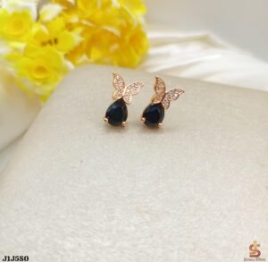 Black Moti with Golden Butterfly Earring