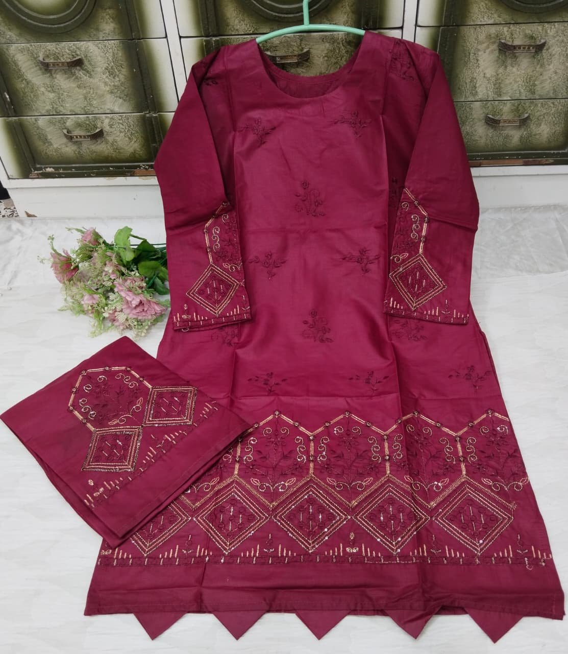 Fancy Embroidered 2.Pc Suits ( Ladies Stitched Article )