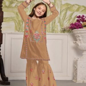 2Pcs Front Embroidered Shirt With Embroidered Flapper Kids 2Pcs