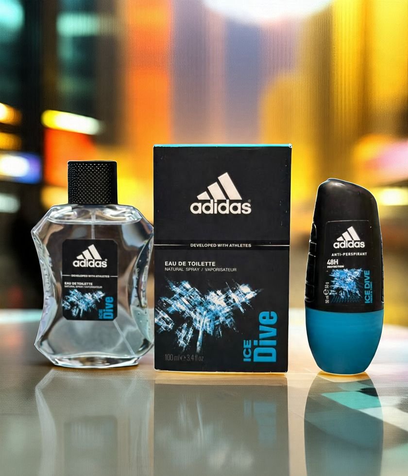 ADIDAS β€οΈ ICE DIVE π§ Pack of 2:- * 100ml Perfume EDT * 50ml Roll-on