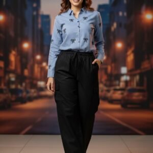 Heavy Embrodery,neck Flower Embroidery Cargo Pocket