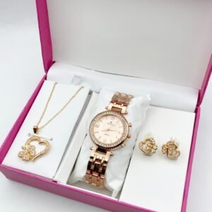 Ladies Jewellery watch + Locket + earrings + High Quality Same Box