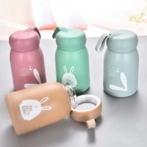Cute  Double Glass  with Plastic Coated Thermos Water Bottle  Capacity: 320 ml