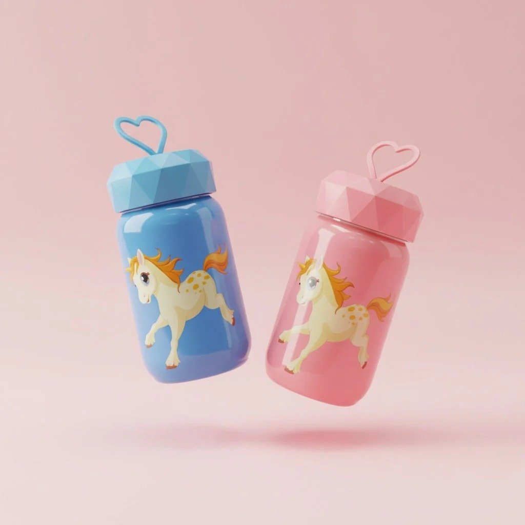 Cute Unicorn Glass Water Bottle for Kids - Image 4