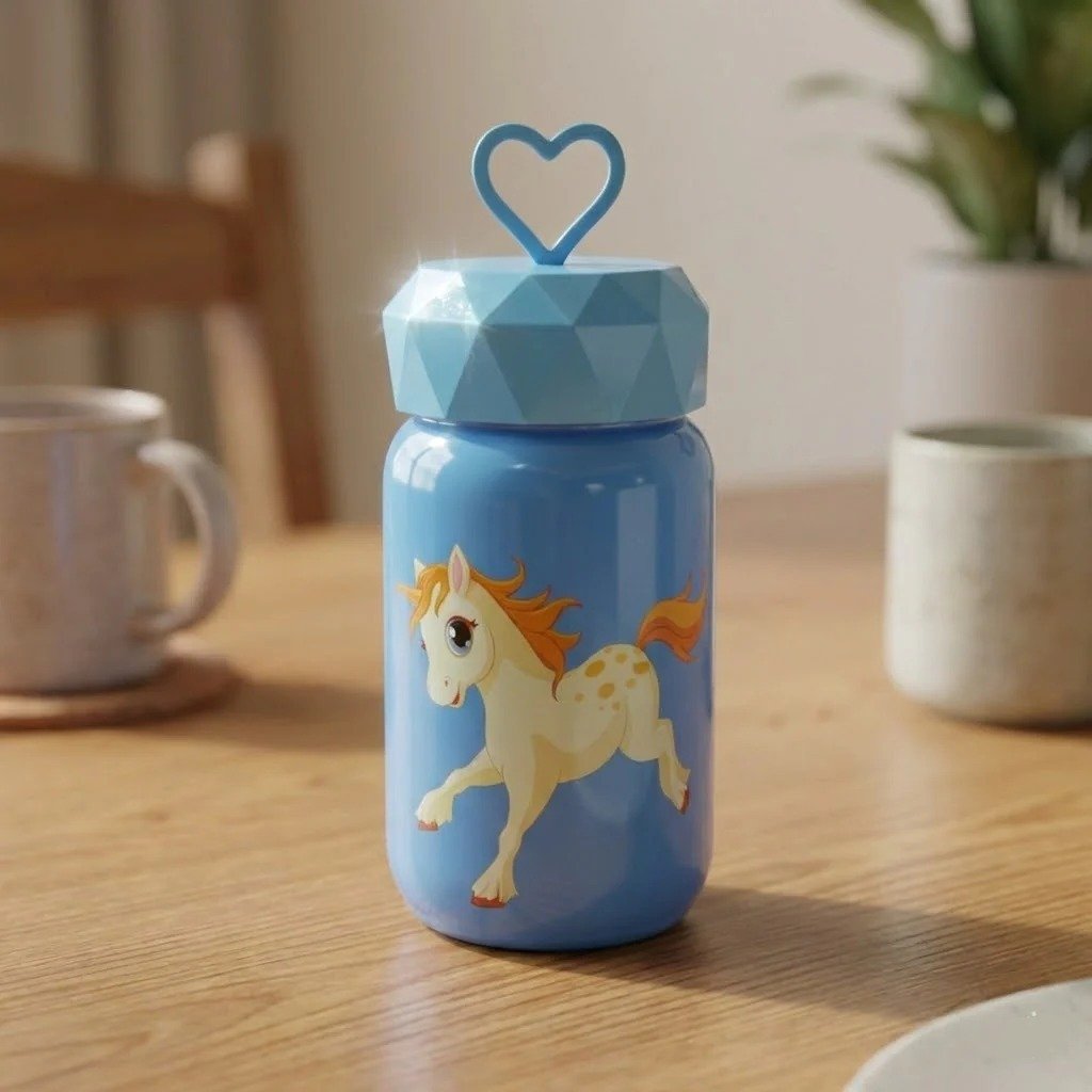 Cute Unicorn Glass Water Bottle for Kids - Image 3