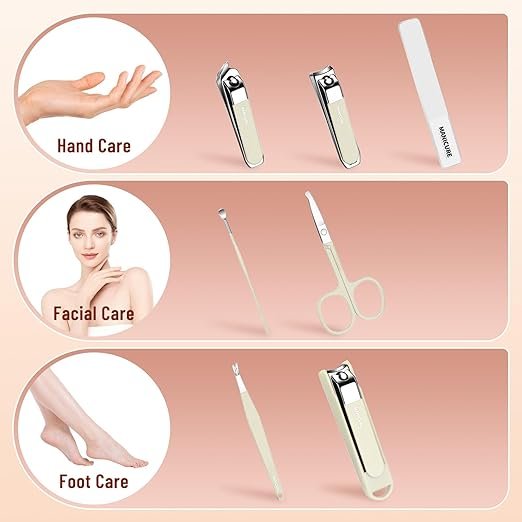 7 Pcs Travel Case Manicure Set Toenail Clippers, Stainless Steel Fingernail Clipper with box packaging. - Image 2