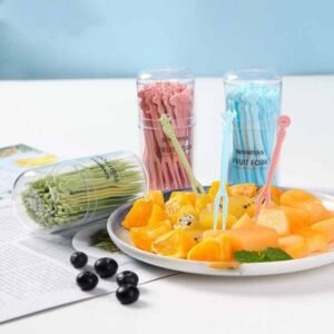 50pcs Box Plastic Reusable  BPA Free Mini Fruit Forks