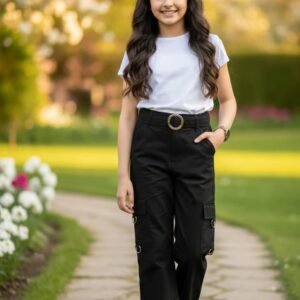 High Quality Toddler to Kid Girl Cargo Pants •Imported China Yarn Fabric Pack of 2