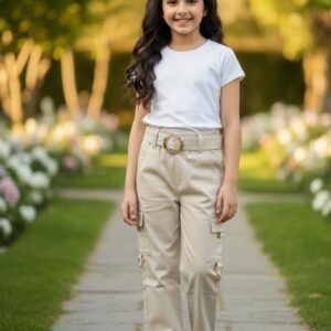 High Quality Toddler to Kid Girl Cargo Pants •Imported China Yarn Fabric