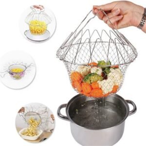 Chef Basket Dry Drain Rack Stainless Steel Multi Function Folding Fruit Basket Kitchen Tool Colanders & Food Strainers