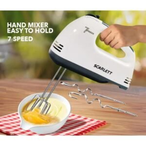 Stainless Steel 7-Speed Electric Scarlett Hand Mixer Includes Chrome Beater & Dough Hook – perfect for baking & cooking
